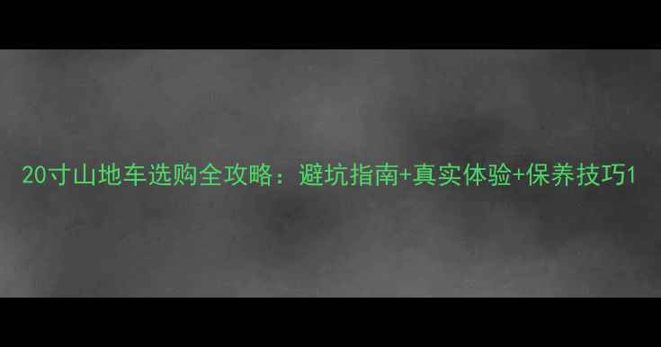 20寸山地车选购全攻略避坑指南真实体验保养技巧