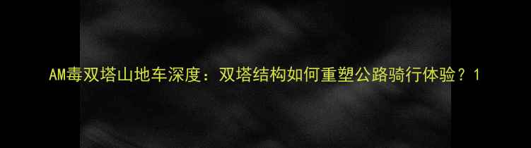 AM毒双塔山地车深度双塔结构如何重塑公路骑行体验