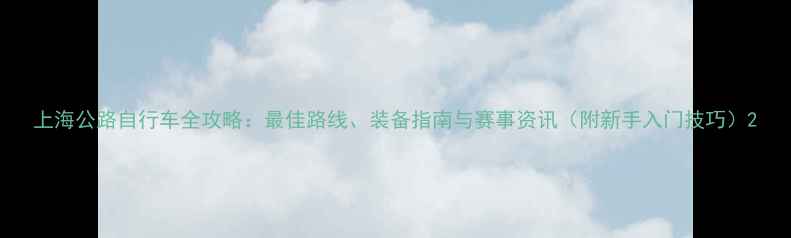 上海公路自行车全攻略最佳路线装备指南与赛事资讯附新手入门技巧
