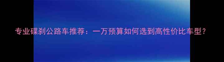 专业碟刹公路车推荐一万预算如何选到高性价比车型