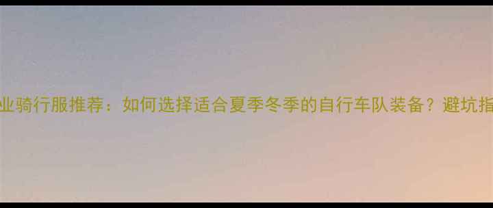 专业骑行服推荐如何选择适合夏季冬季的自行车队装备避坑指南