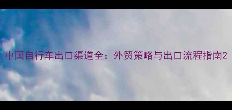 中国自行车出口渠道全外贸策略与出口流程指南