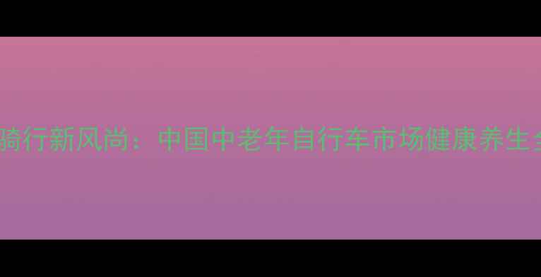 中老年骑行新风尚中国中老年自行车市场健康养生全攻略