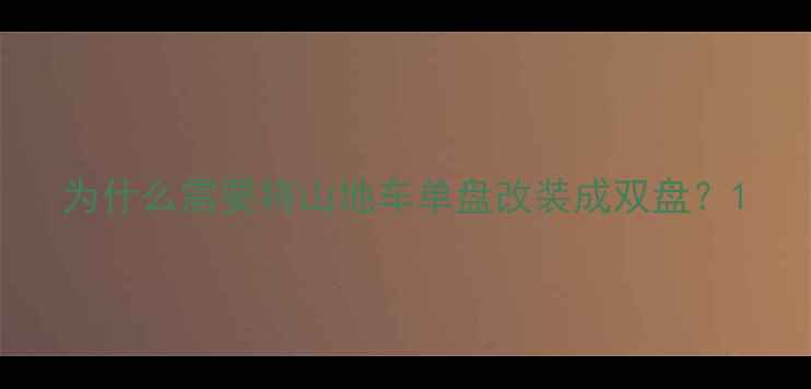 为什么需要将山地车单盘改装成双盘