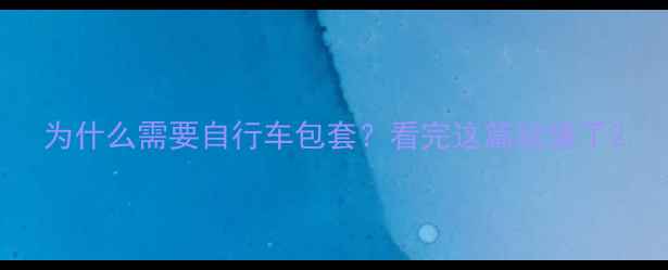 为什么需要自行车包套看完这篇就懂了