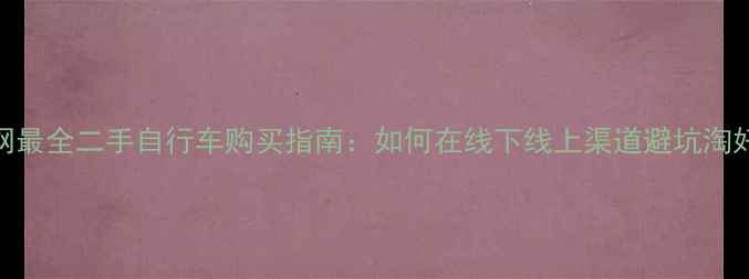 全网最全二手自行车购买指南如何在线下线上渠道避坑淘好车