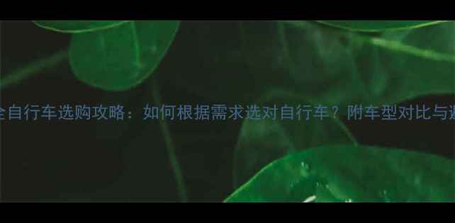 全网最全自行车选购攻略如何根据需求选对自行车附车型对比与避坑指南