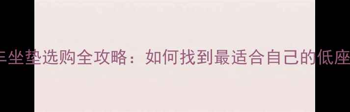 公路车坐垫选购全攻略如何找到最适合自己的低座垫