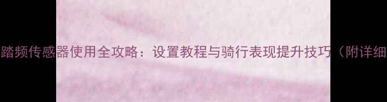 公路车踏频传感器使用全攻略设置教程与骑行表现提升技巧附详细图解