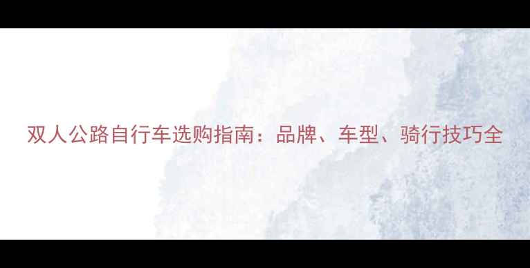 双人公路自行车选购指南品牌车型骑行技巧全