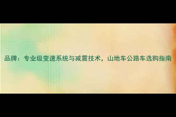 品牌专业级变速系统与减震技术山地车公路车选购指南