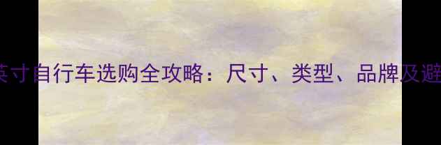 国内26英寸自行车选购全攻略尺寸类型品牌及避坑指南