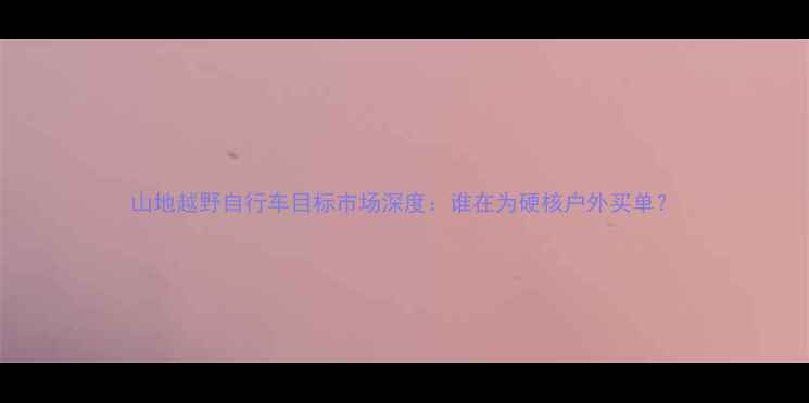 山地越野自行车目标市场深度谁在为硬核户外买单