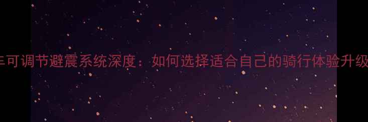 山地车可调节避震系统深度如何选择适合自己的骑行体验升级方案