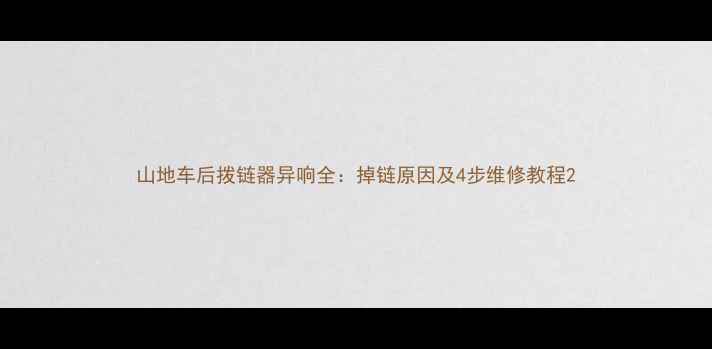 山地车后拨链器异响全掉链原因及4步维修教程
