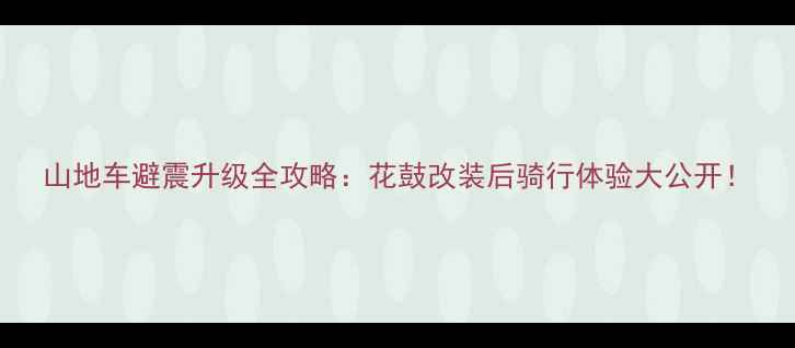 山地车避震升级全攻略花鼓改装后骑行体验大公开