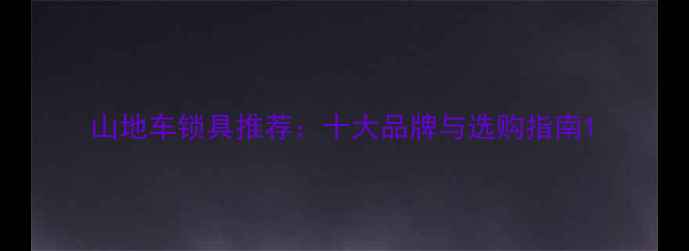 山地车锁具推荐十大品牌与选购指南