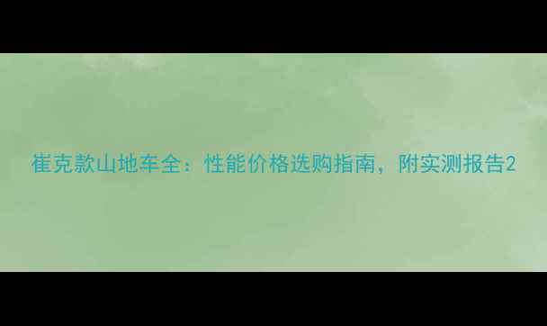 崔克款山地车全性能价格选购指南附实测报告