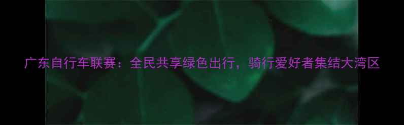 广东自行车联赛全民共享绿色出行骑行爱好者集结大湾区