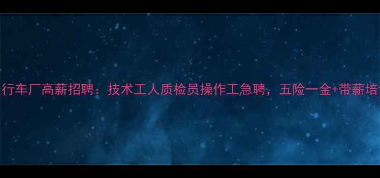 德州美利达自行车厂高薪招聘技术工人质检员操作工急聘五险一金带薪培训晋升通道