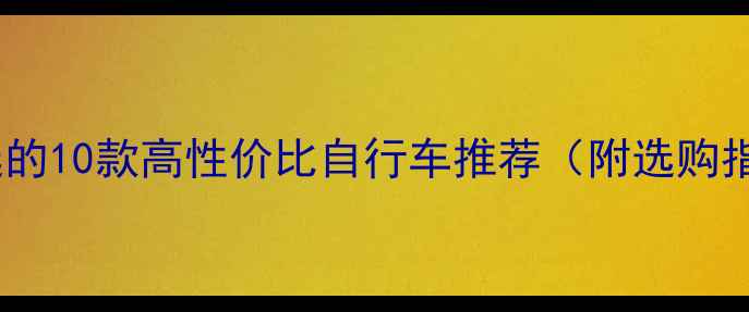 必看新手必选的10款高性价比自行车推荐附选购指南保养技巧