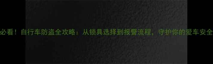 必看自行车防盗全攻略从锁具选择到报警流程守护你的爱车安全