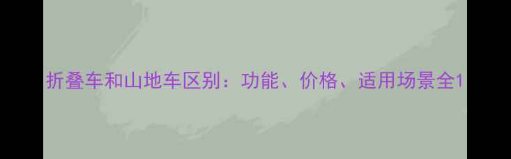 折叠车和山地车区别功能价格适用场景全