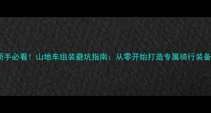 新手必看山地车组装避坑指南从零开始打造专属骑行装备