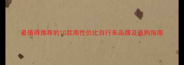 最值得推荐的10款高性价比自行车品牌及选购指南