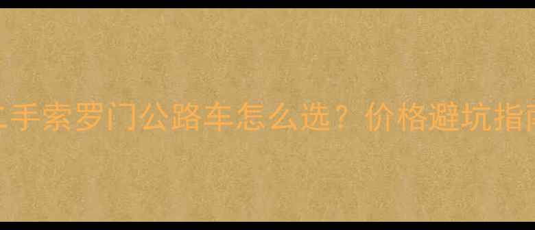 最全攻略二手索罗门公路车怎么选价格避坑指南真实测评
