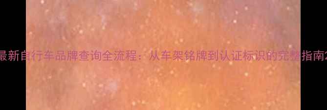 最新自行车品牌查询全流程从车架铭牌到认证标识的完整指南