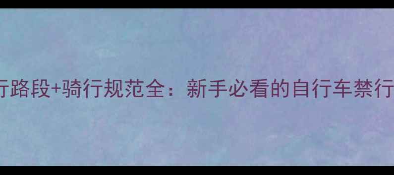 最新5大类禁行路段骑行规范全新手必看的自行车禁行规定与安全指南