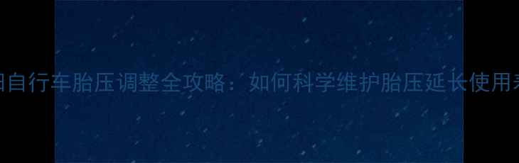 朝阳自行车胎压调整全攻略如何科学维护胎压延长使用寿命