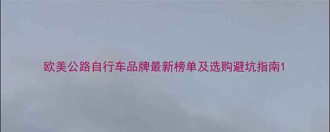 欧美公路自行车品牌最新榜单及选购避坑指南