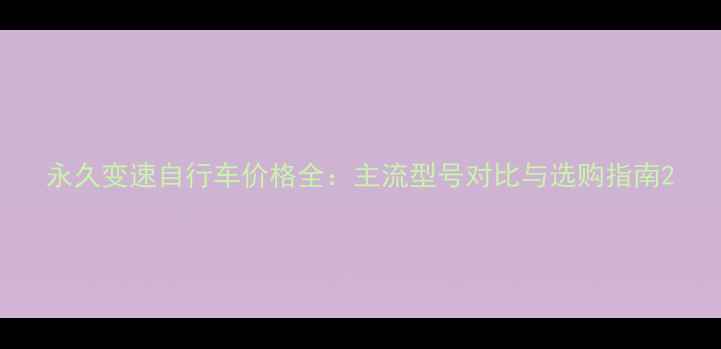 永久变速自行车价格全主流型号对比与选购指南