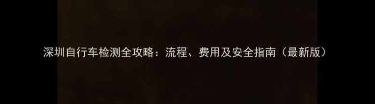 深圳自行车检测全攻略流程费用及安全指南最新版
