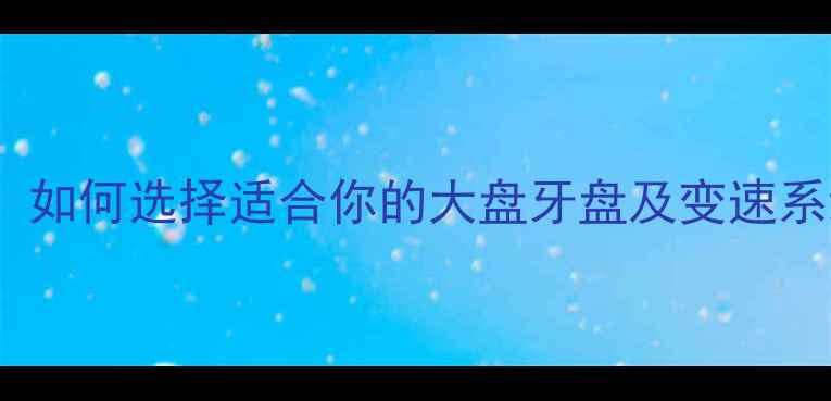 牙盘升级指南如何选择适合你的大盘牙盘及变速系统