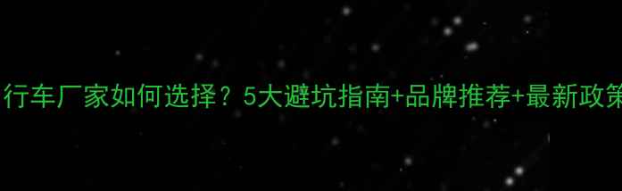 电动自行车厂家如何选择5大避坑指南品牌推荐最新政策解读