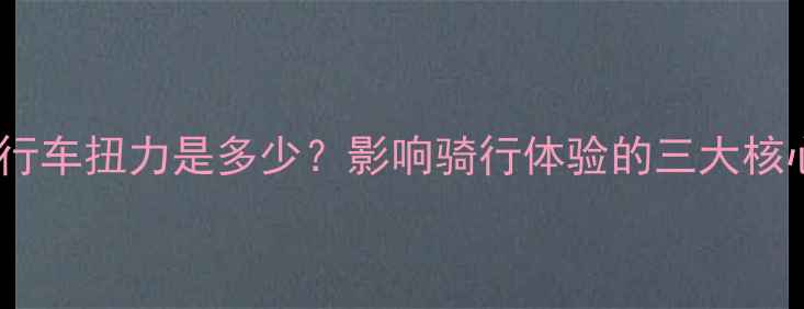 电动自行车扭力是多少影响骑行体验的三大核心参数