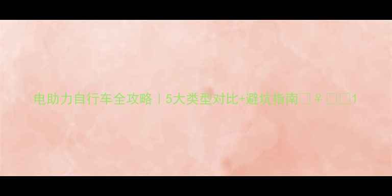 电助力自行车全攻略5大类型对比避坑指南