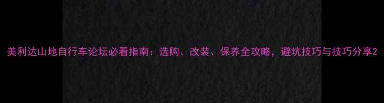 美利达山地自行车论坛必看指南选购改装保养全攻略避坑技巧与技巧分享