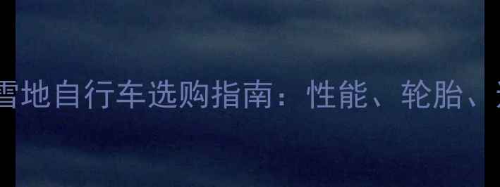 美利达雪地自行车选购指南性能轮胎避坑全