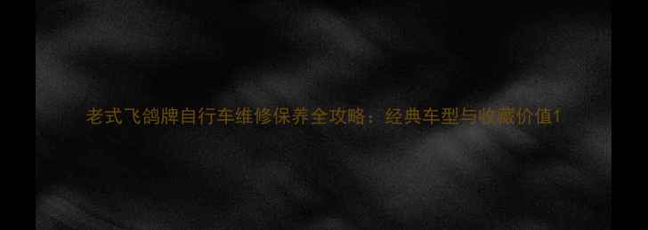 老式飞鸽牌自行车维修保养全攻略经典车型与收藏价值