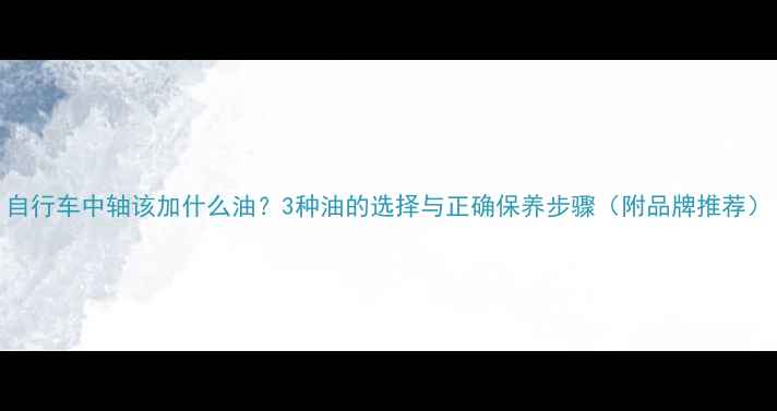 自行车中轴该加什么油3种油的选择与正确保养步骤附品牌推荐