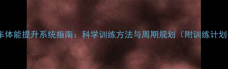 自行车体能提升系统指南科学训练方法与周期规划附训练计划表