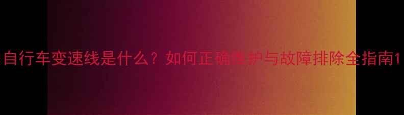 自行车变速线是什么如何正确维护与故障排除全指南