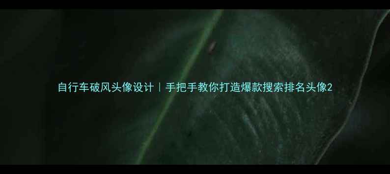 自行车破风头像设计手把手教你打造爆款搜索排名头像