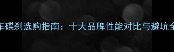 自行车碟刹选购指南十大品牌性能对比与避坑全攻略