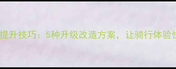 自行车速度提升技巧5种升级改造方案让骑行体验快人一步