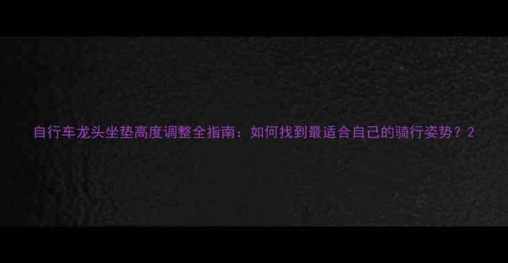 自行车龙头坐垫高度调整全指南如何找到最适合自己的骑行姿势